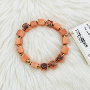Tagua Cube Bead Stretch Bracelet – Terracotta